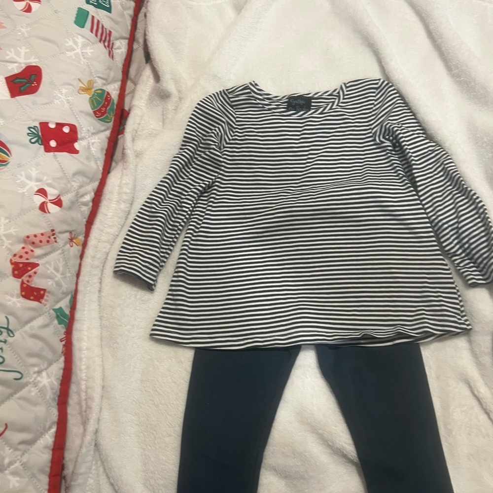 Striped Long Sleeve Top with Navy Leggings